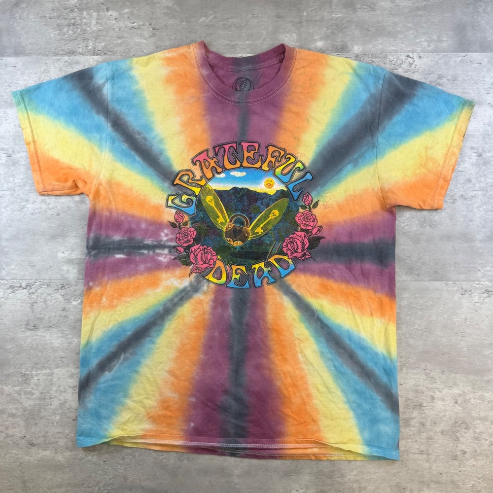 Grateful Dead Tie Dye T-Shirt Mens M/L Rainbow Sunburst Roses 2021 Graphic Tee